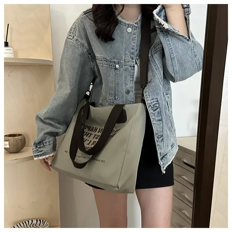 Letter Print Canvas Shoulder Tote Bag Large Capacity 2024 — feature 10