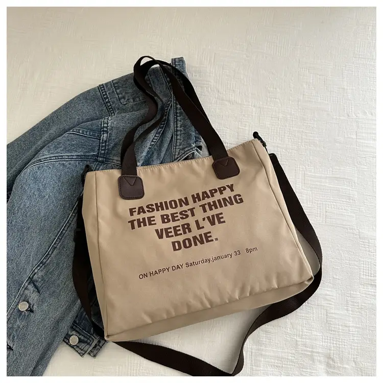 Letter Print Canvas Shoulder Tote Bag Large Capacity 2024 — feature 20