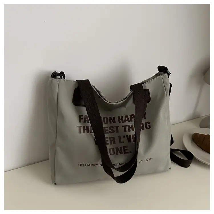 Letter Print Canvas Shoulder Tote Bag Large Capacity 2024 - Image 2