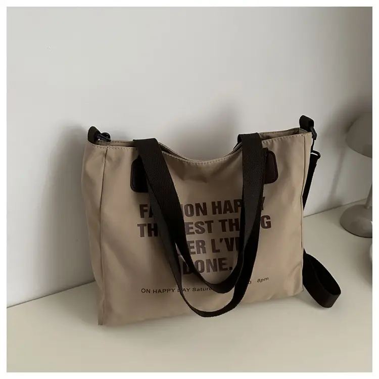 Letter Print Canvas Shoulder Tote Bag Large Capacity 2024 - Image 3