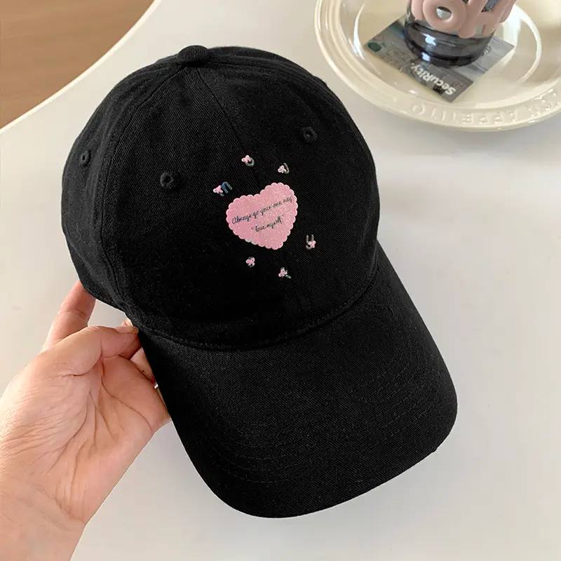Women's Mint Green Embroidered Baseball Cap with Heart Design