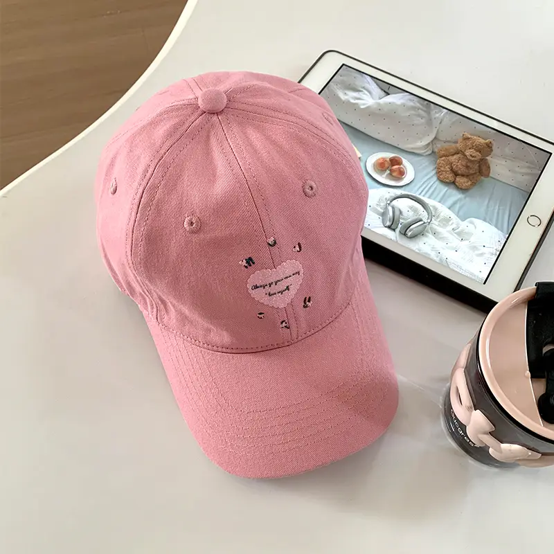 Women's Mint Green Embroidered Baseball Cap with Heart Design