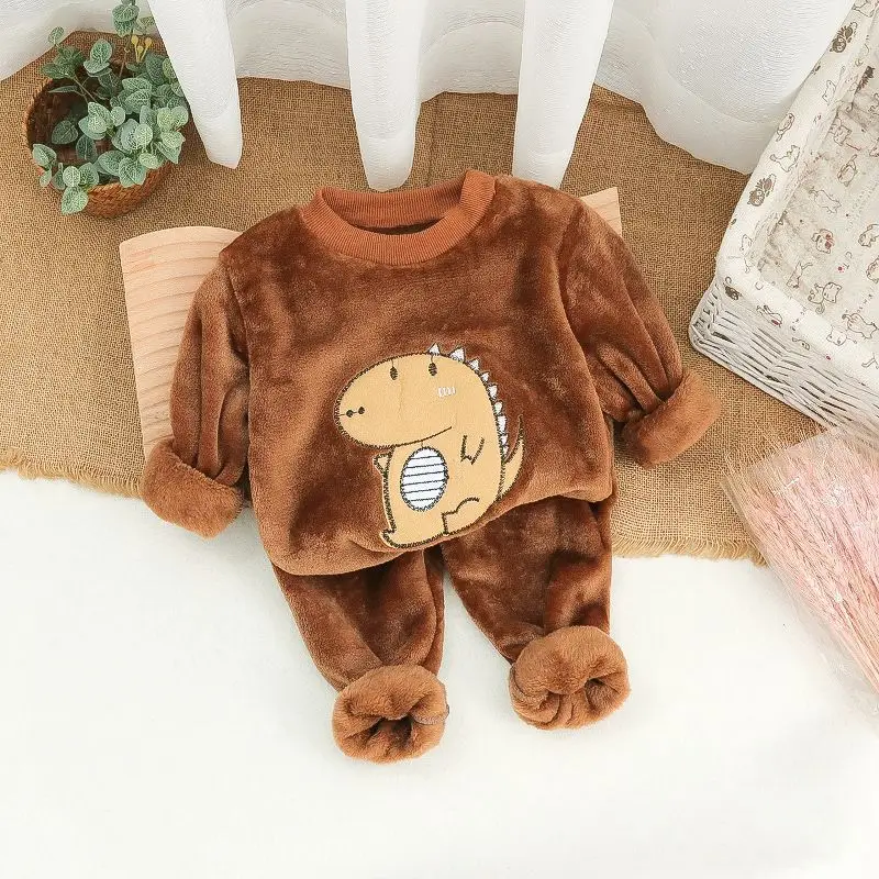 Baby Winter Pajamas Set 2026 New Style Infant Children's Clothing Boys and Girls Autumn and Winter Flannel Home Clothes Trendy