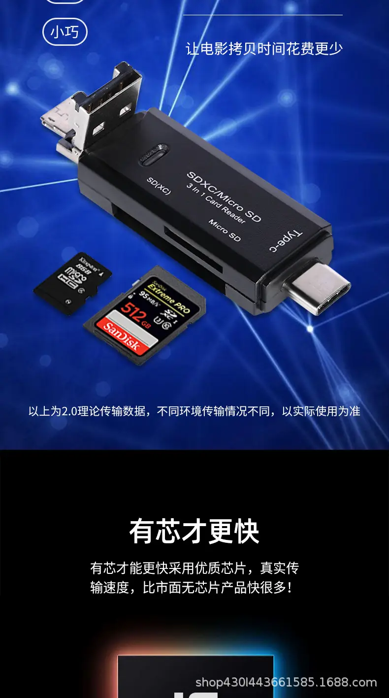 Three-In-One Card Reader for Mobile Phones & Computers — feature 4