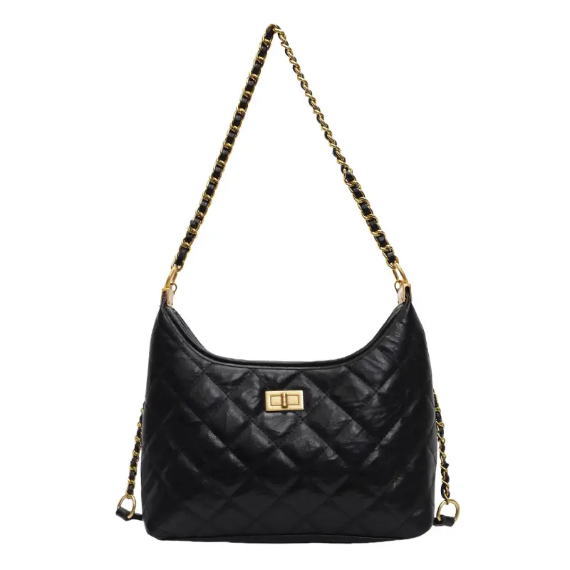 Black Quilted Chain Tote Bag for Women 2025 - Image 7