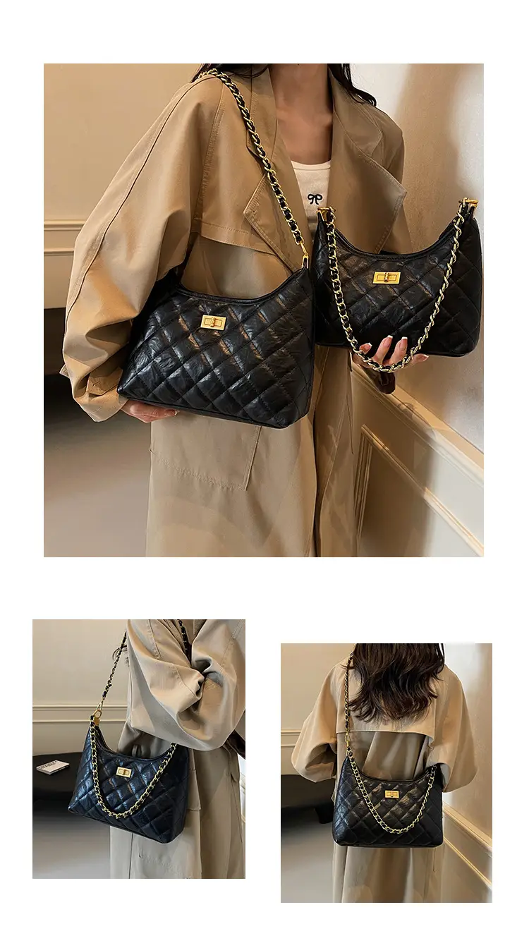 Black Quilted Chain Tote Bag for Women 2025 — feature 10