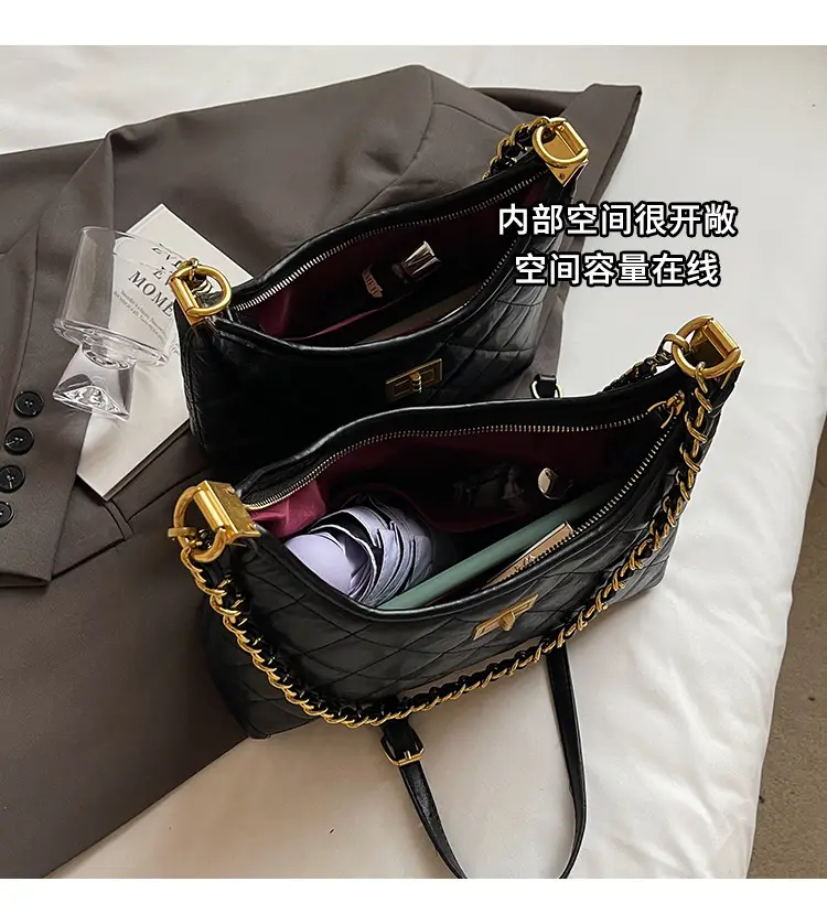 Black Quilted Chain Tote Bag for Women 2025 — feature 8