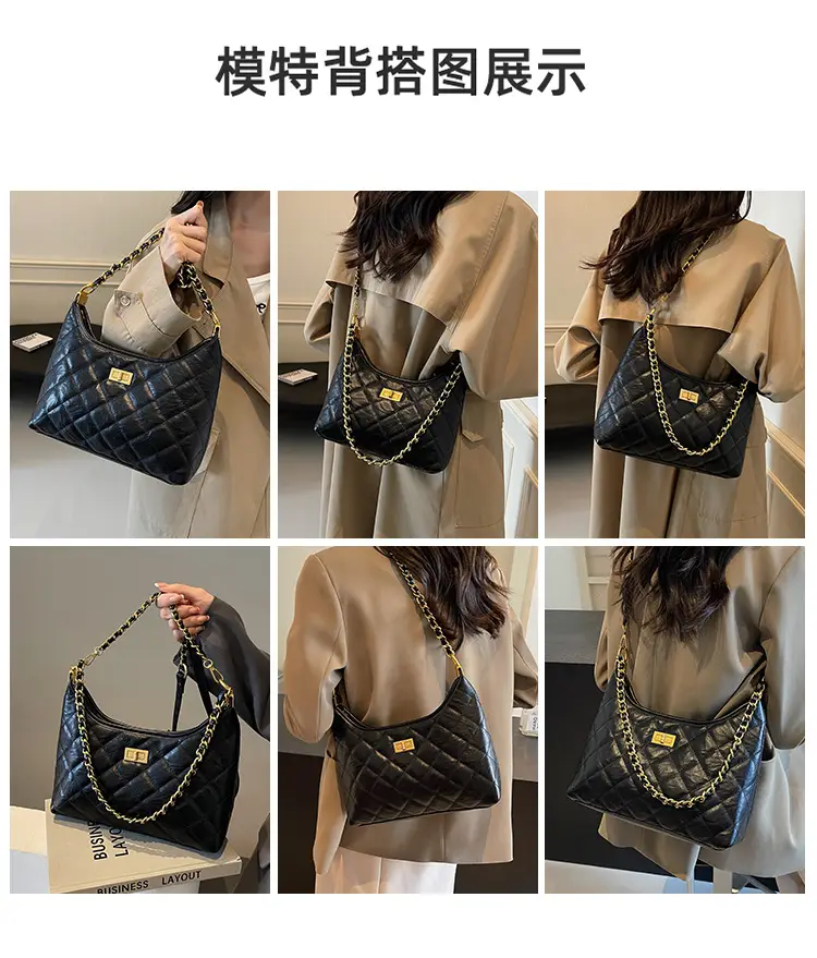 Black Quilted Chain Tote Bag for Women 2025 — feature 9