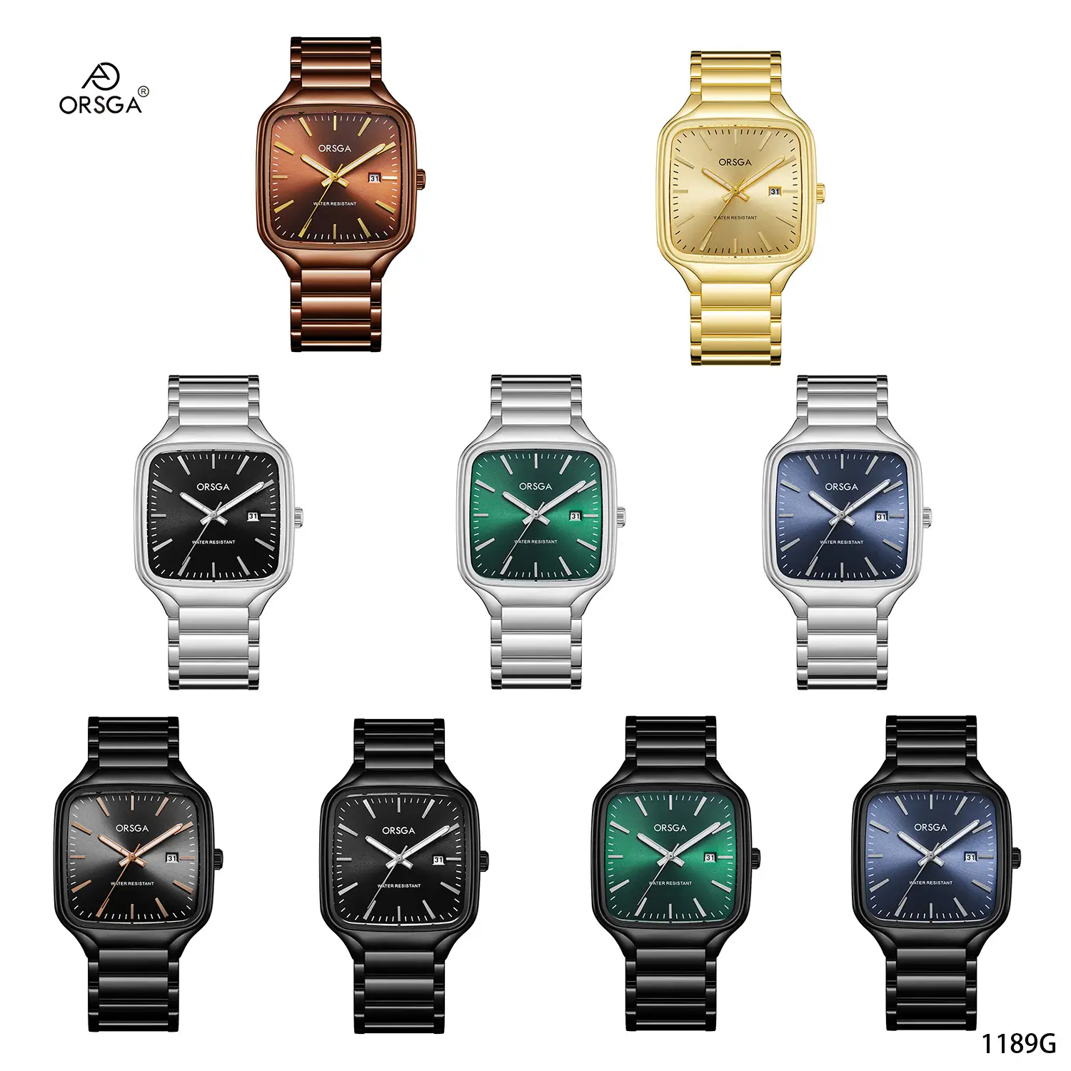 ORSGA Square Men's Watch Steel Band Multi Color - Image 14