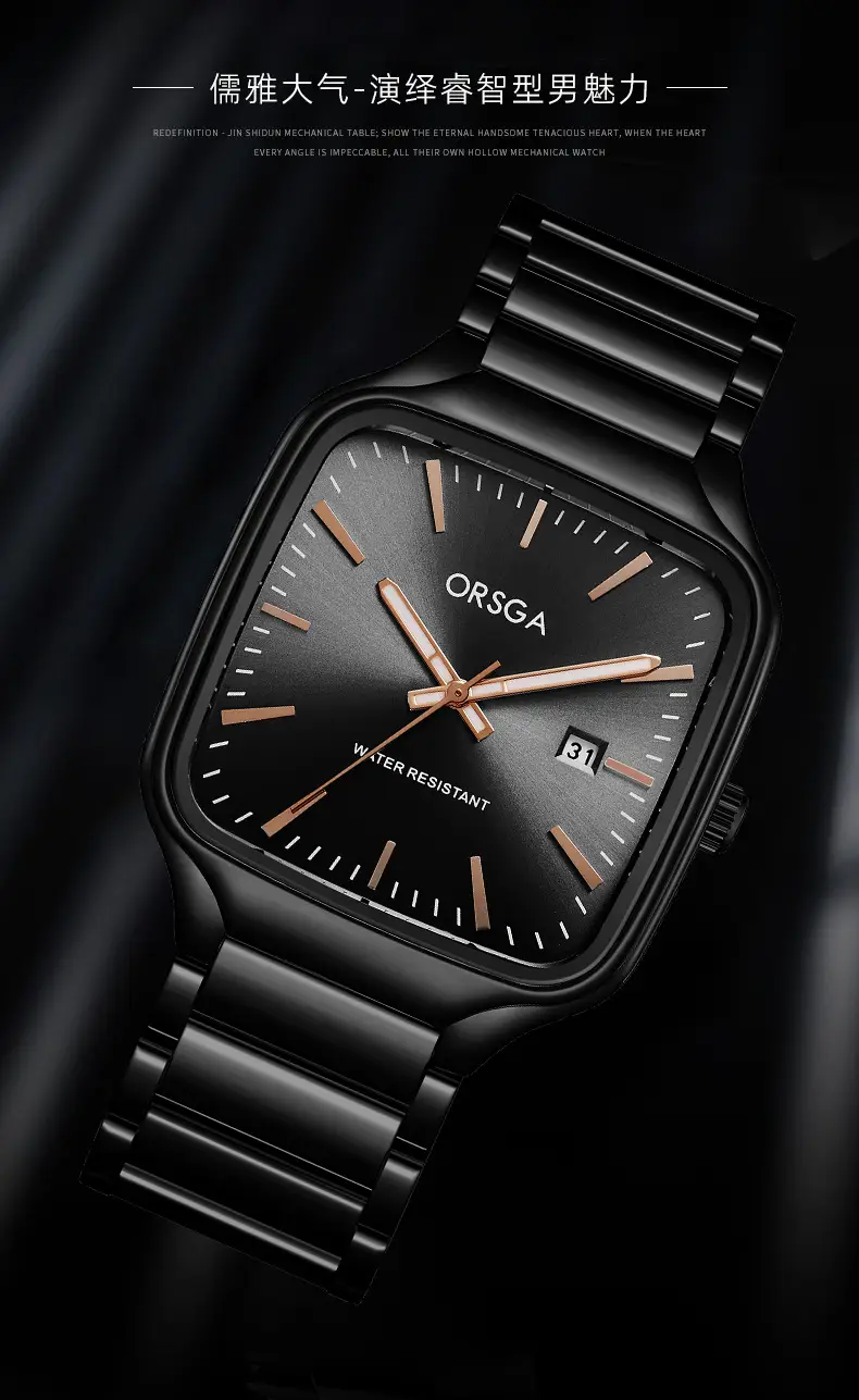 ORSGA Square Men's Watch Steel Band Multi Color — feature 11