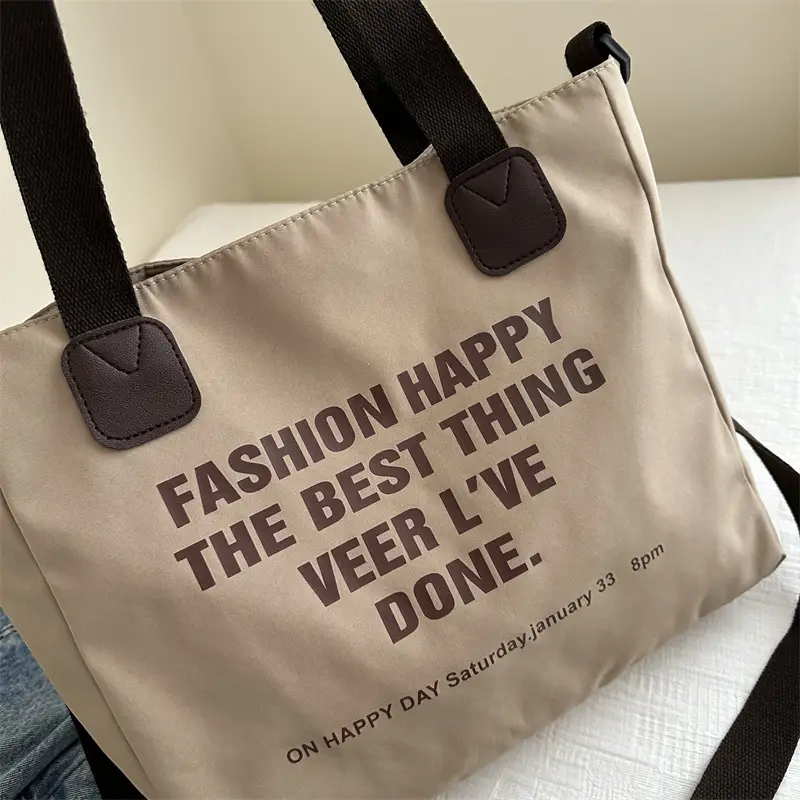 Black Printed Canvas Shoulder Bag for Women 2022