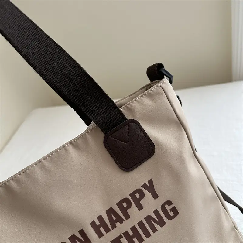 Black Printed Canvas Shoulder Bag for Women 2022
