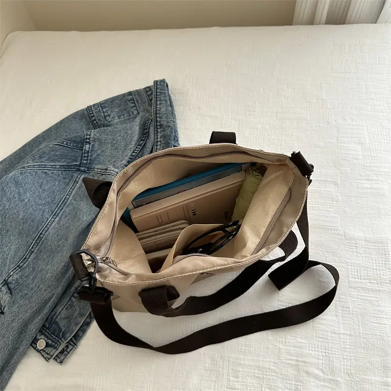 Black Printed Canvas Shoulder Bag for Women 2022