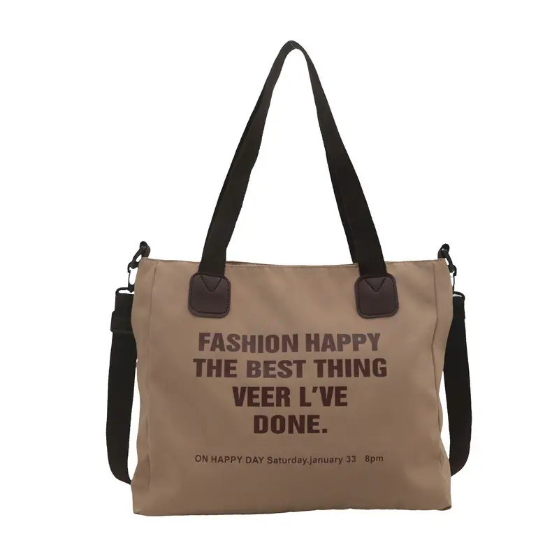 Black Printed Canvas Shoulder Bag for Women 2022