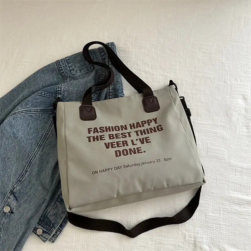 Black Printed Canvas Shoulder Bag for Women 2022