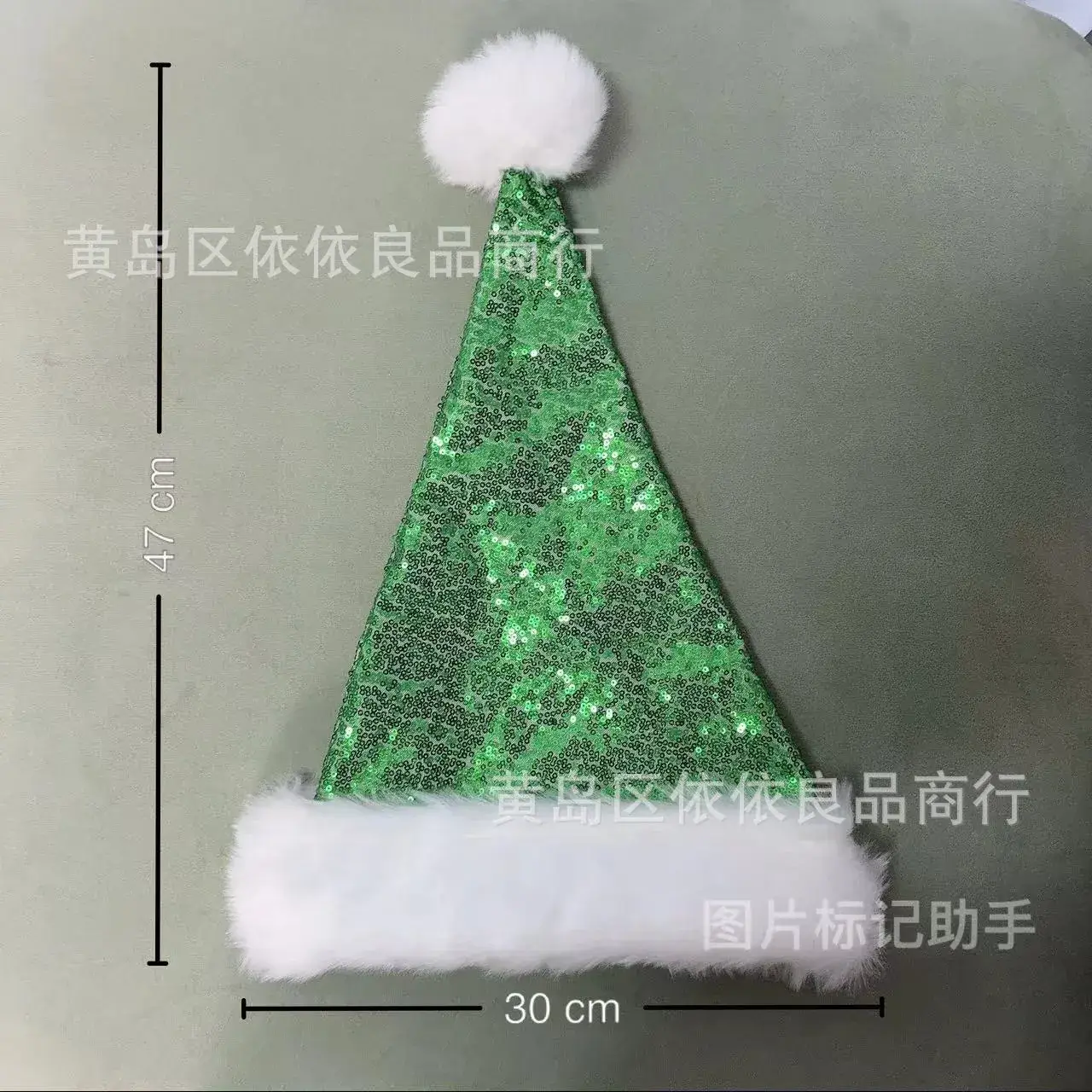 Green Sequined Christmas Hat for Adults — feature 6
