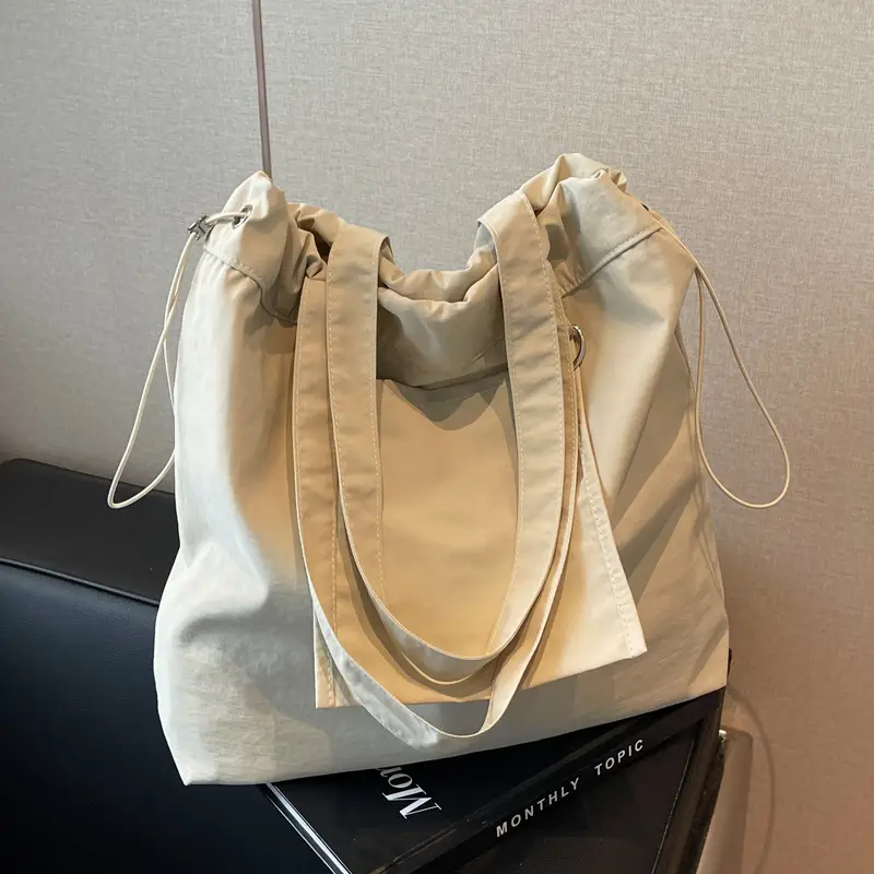 Pink Waterproof Nylon Tote Bag for Students Commuters - Image 4