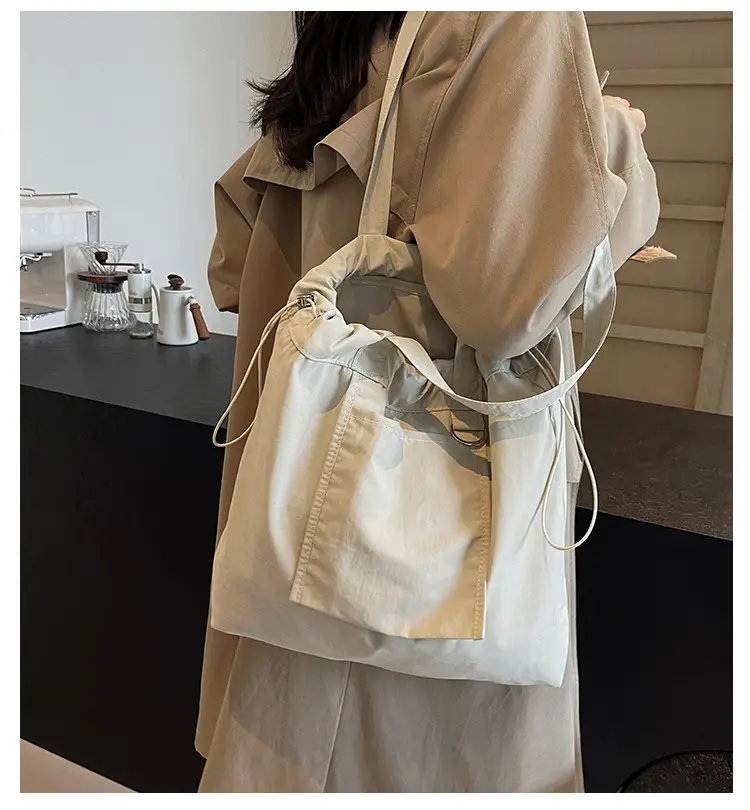 Pink Waterproof Nylon Tote Bag for Students Commuters — feature 1