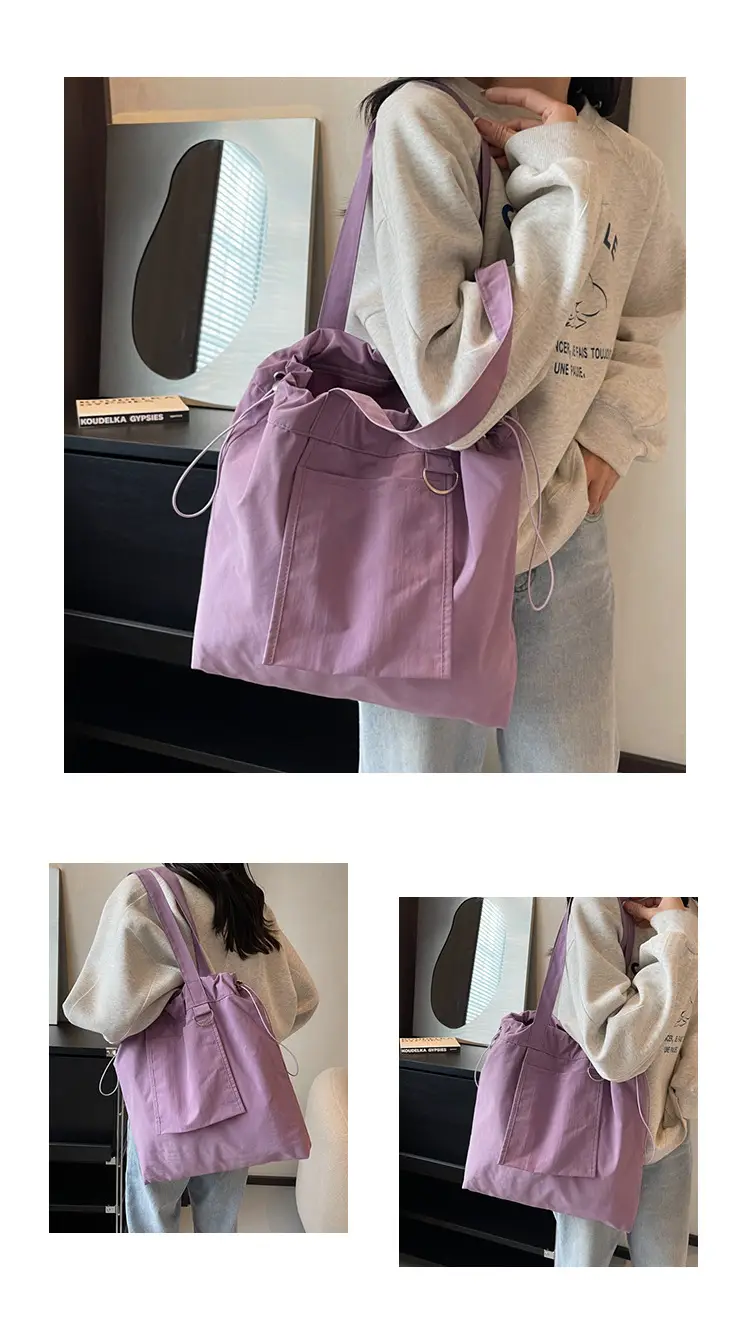 Pink Waterproof Nylon Tote Bag for Students Commuters — feature 13
