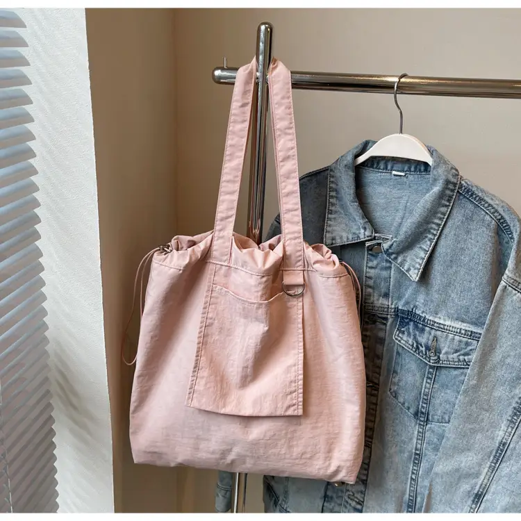 Pink Waterproof Nylon Tote Bag for Students Commuters — feature 21
