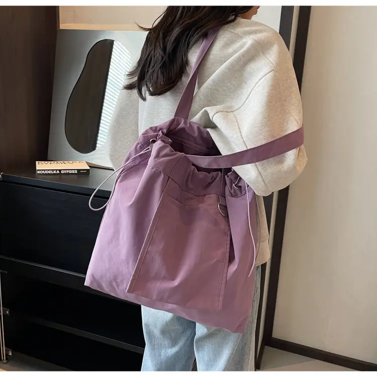 Pink Waterproof Nylon Tote Bag for Students Commuters — feature 36
