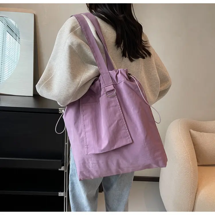 Pink Waterproof Nylon Tote Bag for Students Commuters — feature 37