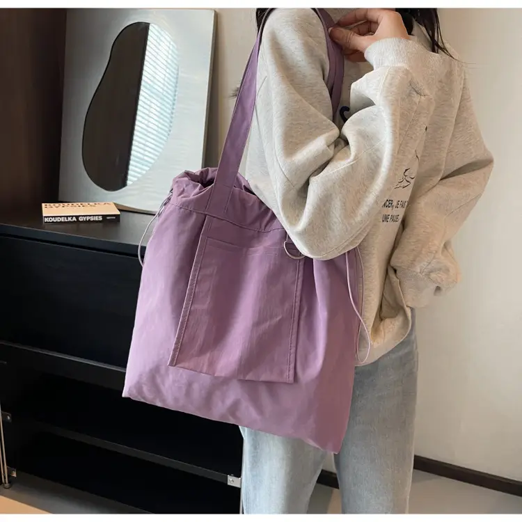 Pink Waterproof Nylon Tote Bag for Students Commuters — feature 38