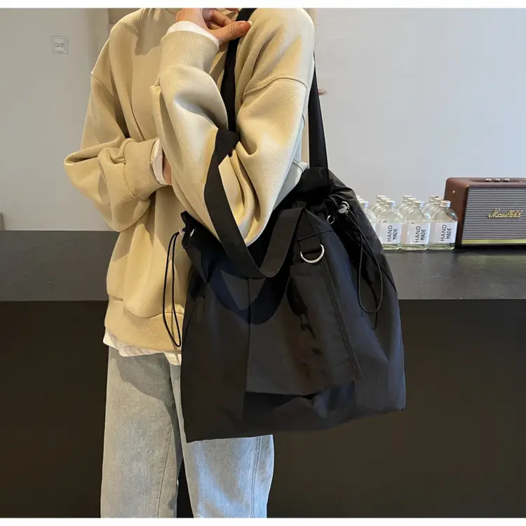 Pink Waterproof Nylon Tote Bag for Students Commuters — feature 40