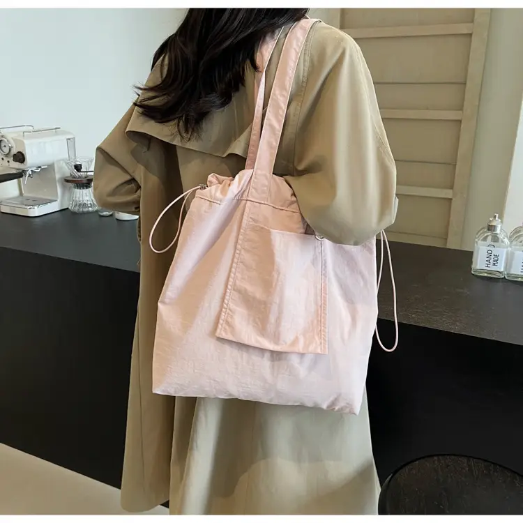 Pink Waterproof Nylon Tote Bag for Students Commuters — feature 44