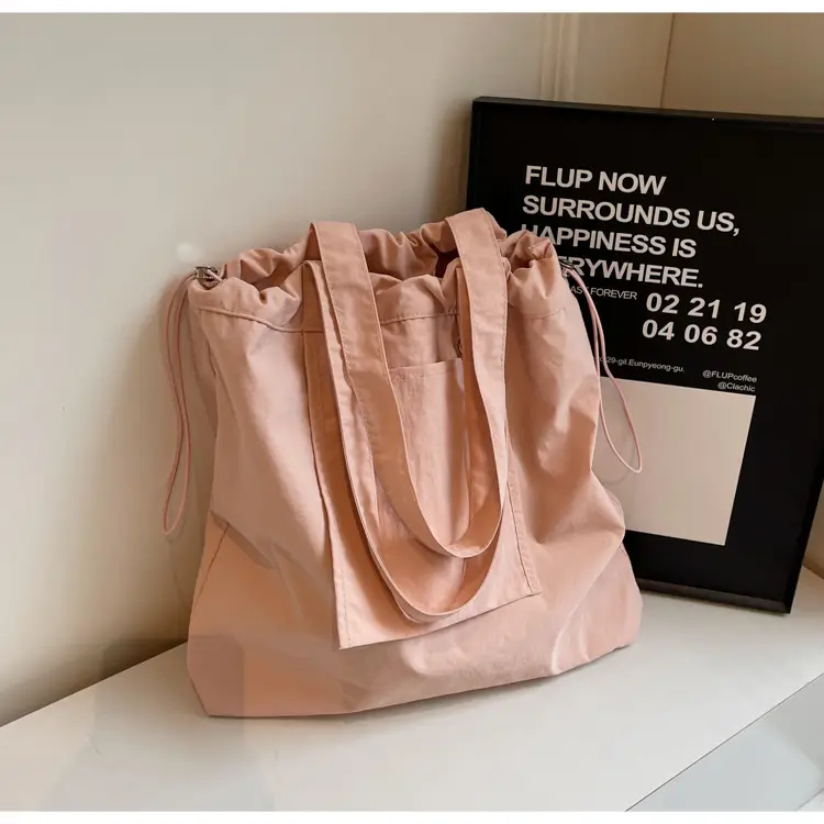 Pink Waterproof Nylon Tote Bag for Students Commuters — feature 49