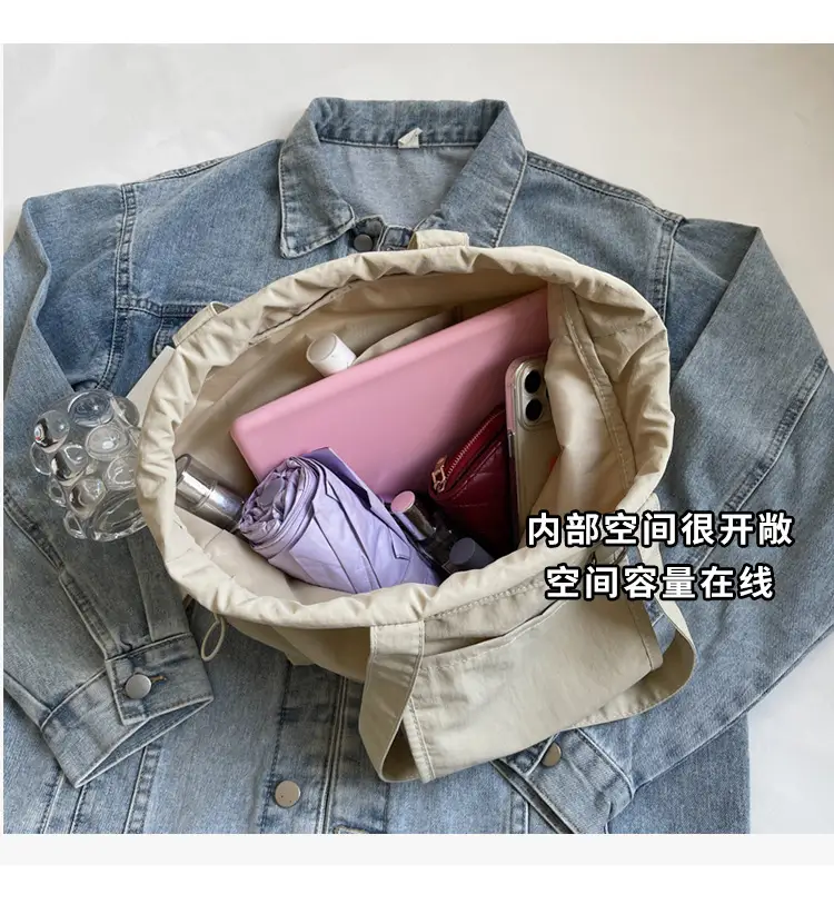 Pink Waterproof Nylon Tote Bag for Students Commuters — feature 7