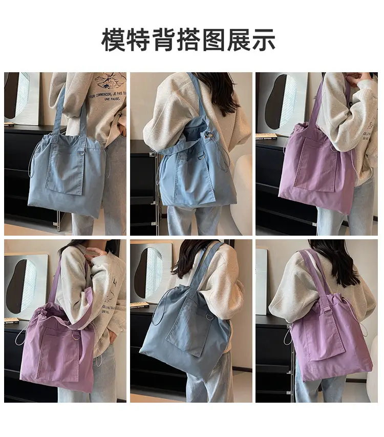 Pink Waterproof Nylon Tote Bag for Students Commuters — feature 8