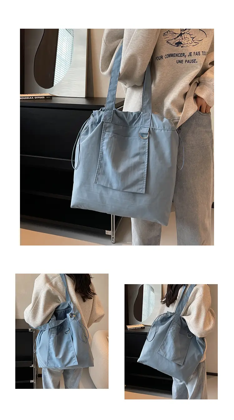 Pink Waterproof Nylon Tote Bag for Students Commuters — feature 9