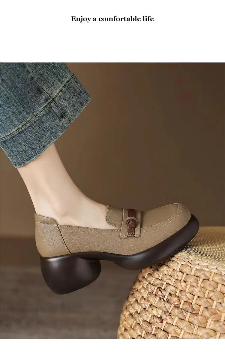 Women's Black Leather Heeled Loafers Autumn 2024 — feature 9