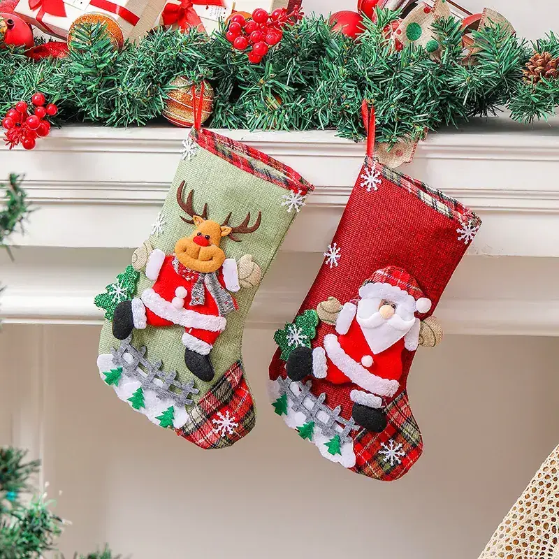 Cross-Country Christmas Stockings Set with Santa & Deer Design - Image 7