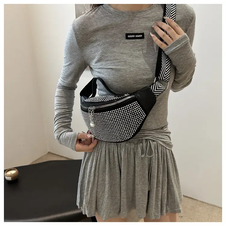 Women's Hot Rhinestone Waist Bag with Wide Strap — feature 10