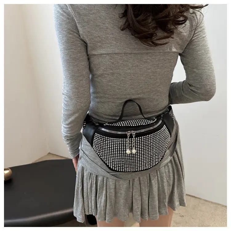 Women's Hot Rhinestone Waist Bag with Wide Strap — feature 12