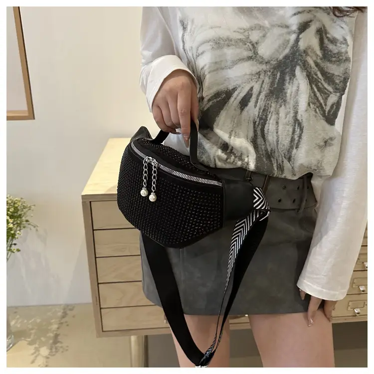 Women's Hot Rhinestone Waist Bag with Wide Strap — feature 17