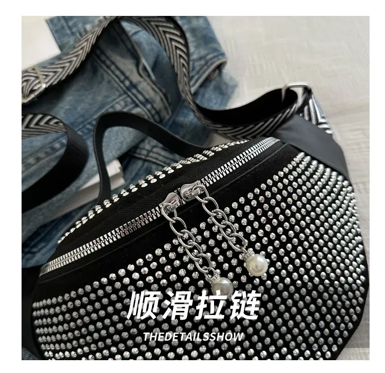 Women's Hot Rhinestone Waist Bag with Wide Strap — feature 6