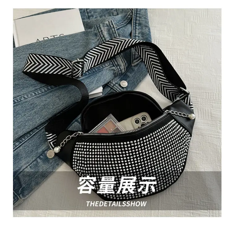 Women's Hot Rhinestone Waist Bag with Wide Strap — feature 7