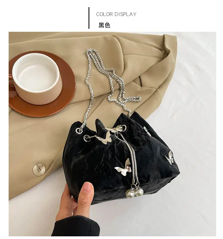 Black Butterfly Chain Bucket Bag for Women — feature 25