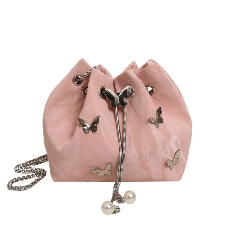 Black Butterfly Chain Bucket Bag for Women - Image 4