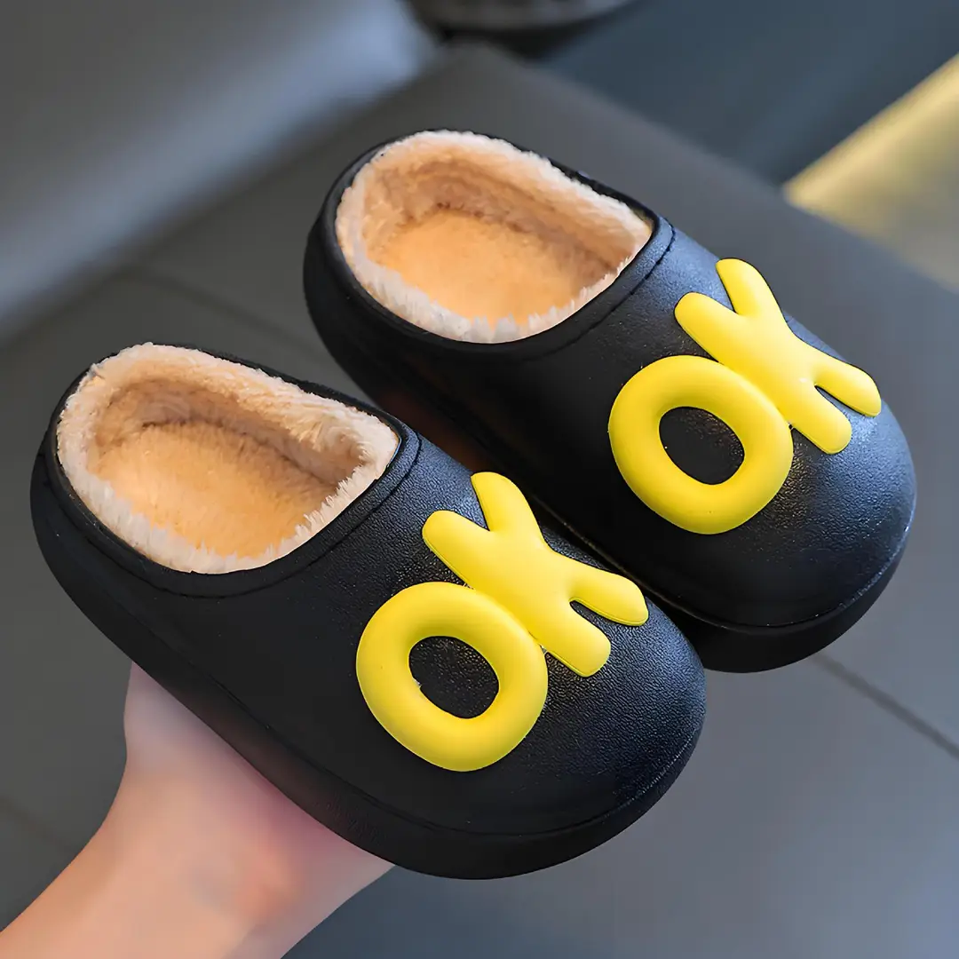 Winter Waterproof, Non-Slip, Warm Cartoon Parent-Child Furry Cotton Slippers for Kids, Girls, Boys and Babies