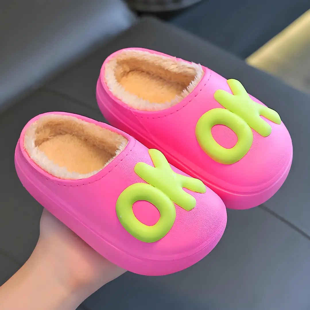 Winter Waterproof, Non-Slip, Warm Cartoon Parent-Child Furry Cotton Slippers for Kids, Girls, Boys and Babies