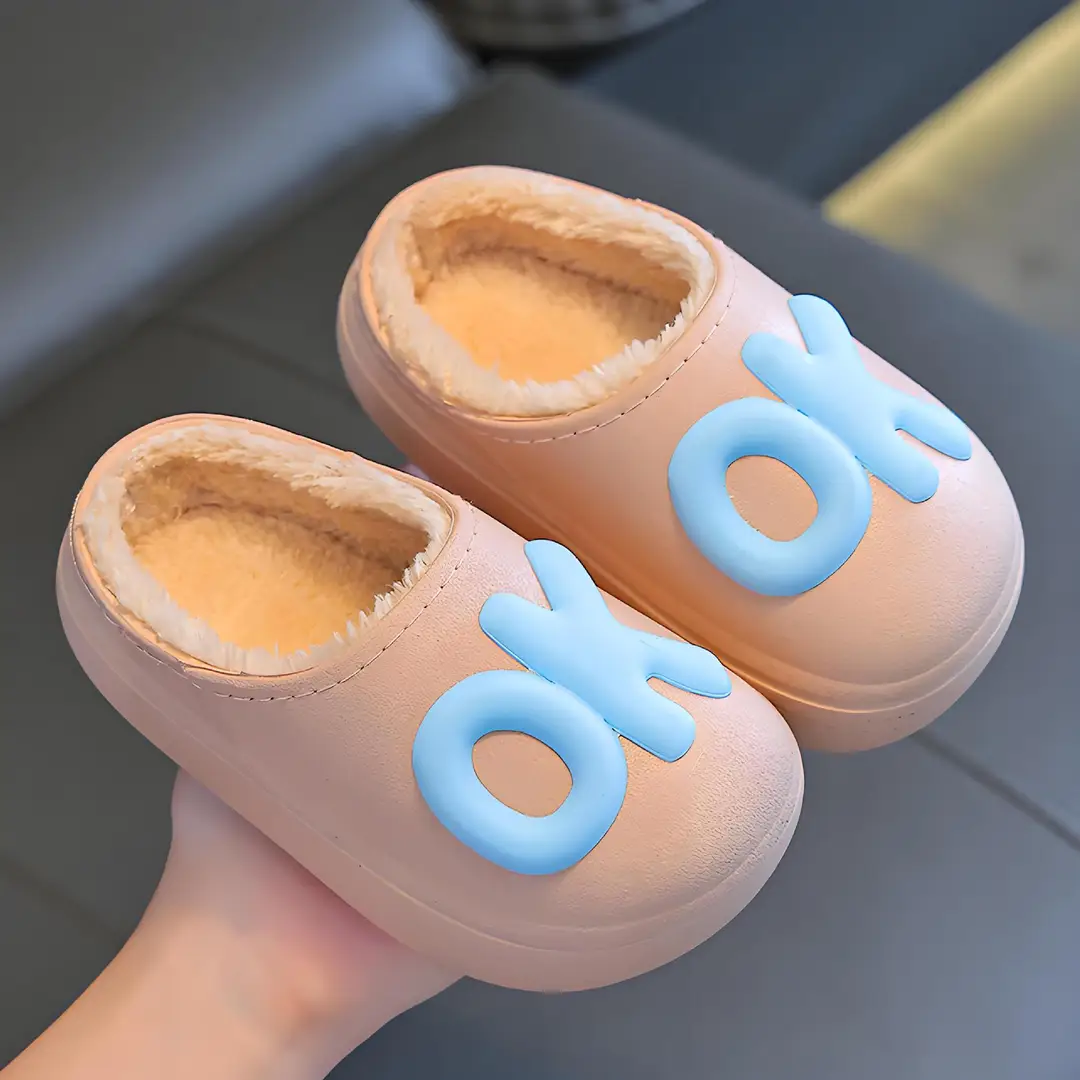 Winter Waterproof, Non-Slip, Warm Cartoon Parent-Child Furry Cotton Slippers for Kids, Girls, Boys and Babies