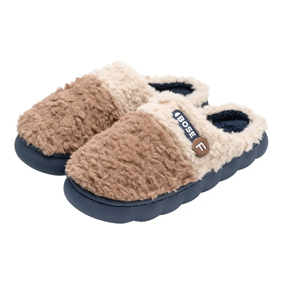 Non-Slip Cotton Slippers for Women Autumn and Winter 2025 New Home Warm Confinement Shoes Thick-Soled Indoor Household Furry Slippers