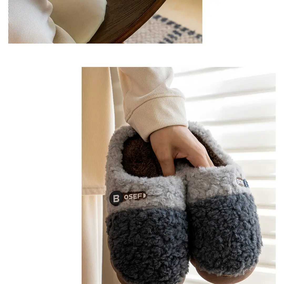 Non-Slip Cotton Slippers for Women Autumn and Winter 2025 New Home Warm Confinement Shoes Thick-Soled Indoor Household Furry Slippers — feature 12