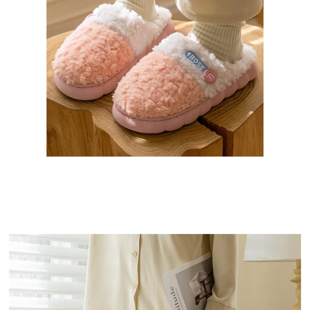 Non-Slip Cotton Slippers for Women Autumn and Winter 2025 New Home Warm Confinement Shoes Thick-Soled Indoor Household Furry Slippers — feature 9
