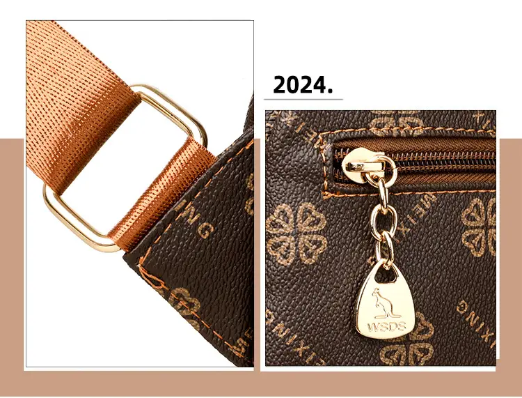 Women Printed Backpack Brown Leather Shoulder Travel School — feature 8
