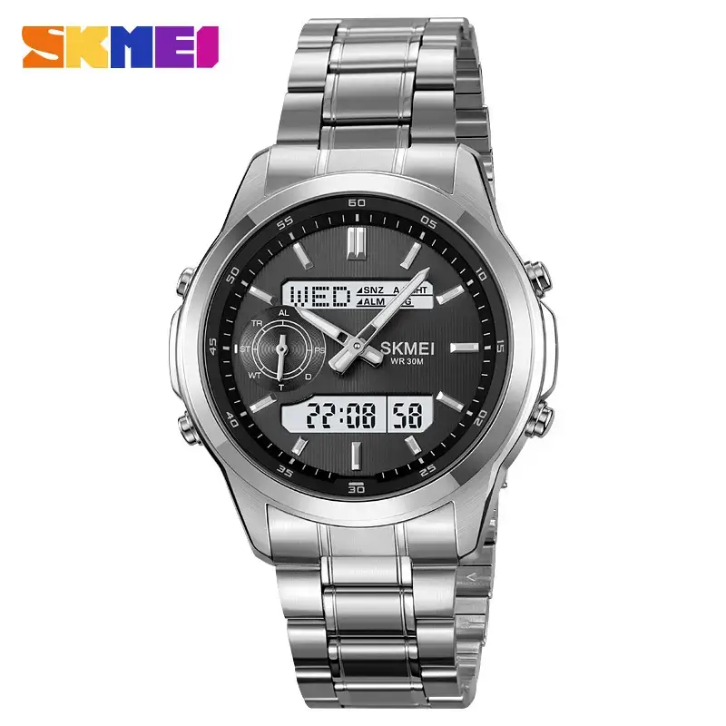 SKMEI Men's Steel Band Digital Display Watch - Image 2